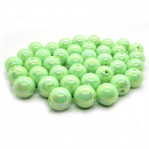 AB Plated Light Green Acrylic Bubblegum Beads 16mm