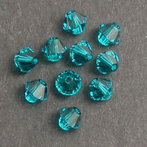 Swarovski® 4mm Blue Zircon Bicone Xilion Cut Beads (Pack of 10)