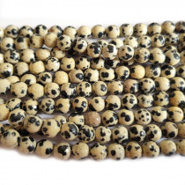 Dalmation Jasper 6mm Faceted Round Beads