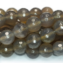 Grey Agate 10mm Faceted Round Beads