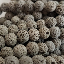 Dyed Lava Rock Grey 8mm Round Beads
