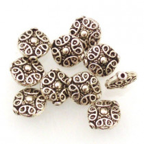 Tibetan Silver 11x10x5mm Beads (Pack 10)