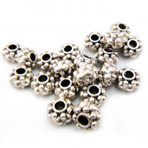 Tibetan Silver 6.5x4.5mm Studded Beads