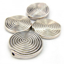 Tibetan Silver 18mm Swirl Disc Beads 