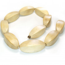 Natural White Wood Four Sided Oval Beads