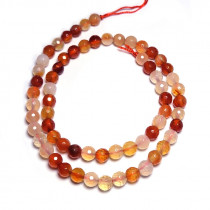 Natural Colour Carnelian Faceted 6mm Round Beads