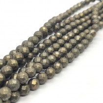 Pyrite 6mm Faceted Round Beads