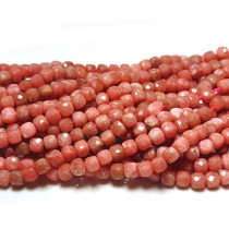 Rhodochrosite Faceted Cube Beads