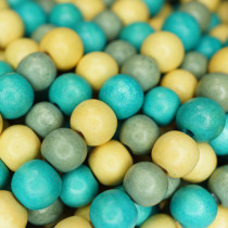 Natural White Wood Mixed Colour Beads - Turquoise, Celadon and Natural