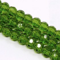 Green 4mm Faceted Round Glass Beads