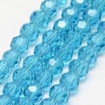 Sky Blue 6mm Faceted Round Glass Beads