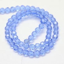 Light Sky Blue 8mm Faceted Round Glass Beads