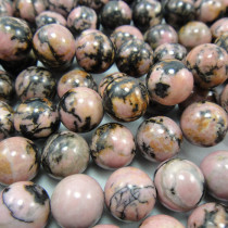 Black Veined Rhodonite 10mm Beads