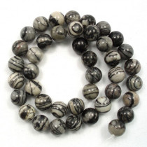 Black Veined Jasper 10mm Round Beads