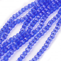 Blue 4mm Faceted Round Glass Beads