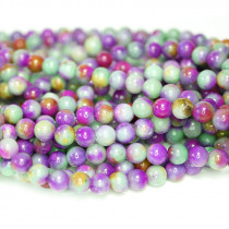 Dyed Jade Green/Purple Multicolour 6mm Round Beads