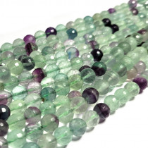 Fluorite 8mm 128 Faceted Round Beads