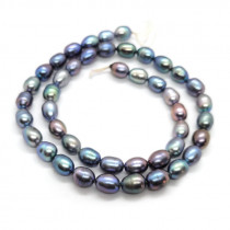 Natural Freshwater Rice Pearl Peacock 7-8mm Beads