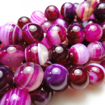 Fuchsia Agate 8mm Round Beads
