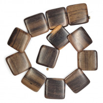 Kamagong (Tiger Ebony) Top Drilled Square Beads 
