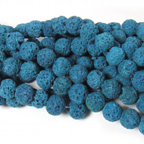 Dyed Azure Blue Lava Rock Beads 8mm 