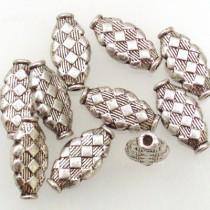 Tibetan Silver Oval Beads (Pack 10)
