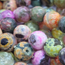 Fire Agate Multi-Colour 8mm Faceted Round Beads-087-7