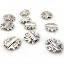 Tibetan Silver 9.5mm Cog Disc Beads 
