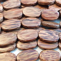 Palmwood Flat Oval Wood Beads