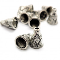 Tibetan Silver Cone Bead Caps (Pack 10)