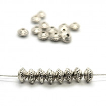 Tibetan Silver 5x3mm Saucer Beads (Pack 20)