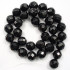 Black Onyx 12mm Faceted Round Beads