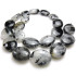 Black Tourmalinated Quartz Oval Beads