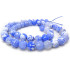 Fire Agate Sky Blue 8mm Faceted Round Beads